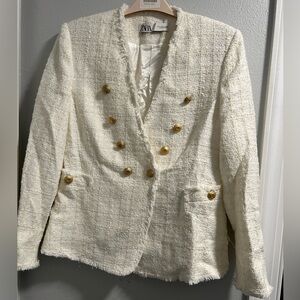 Zara Cream Blazer with Gold Buttons
